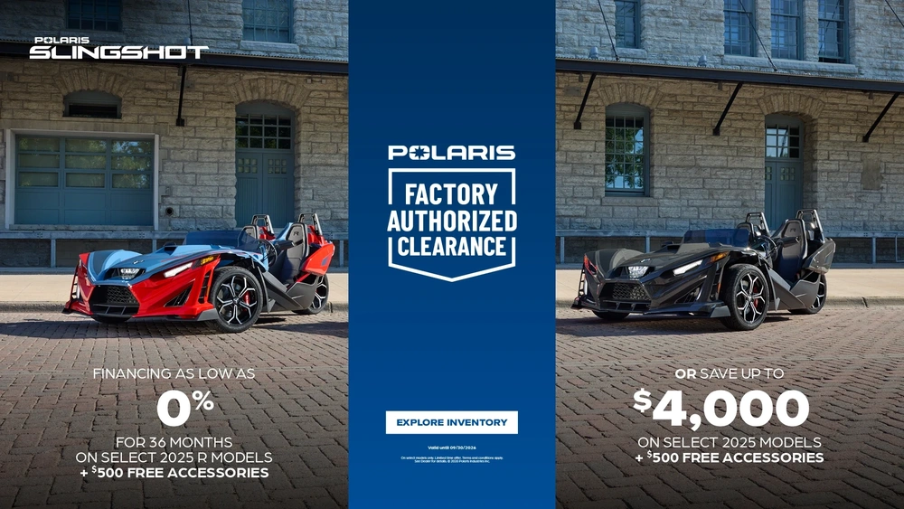 $4,000 customer cash or financing offer for Select 2025 Slingshot R Models alt
