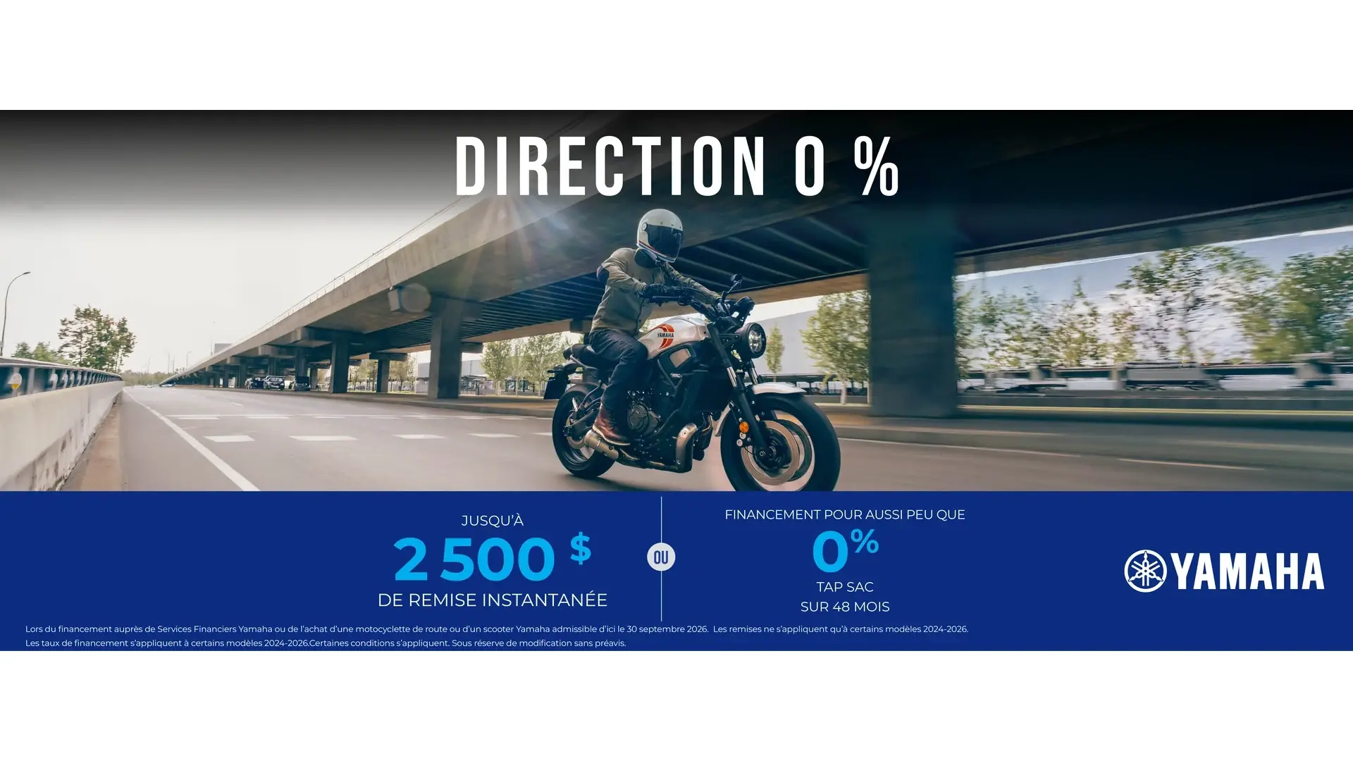 La vente Direction 0 % — Motocyclette
