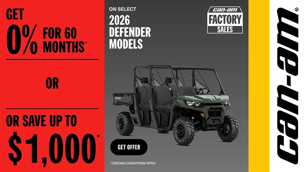 Get 0% financing for 60 months or save up to $1,000 on select 2026 Defender models alt