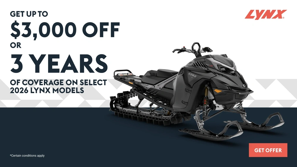 Get up to a $3,000 rebate or 3 years of coverage on select 2026 Lynx models (DS) alt