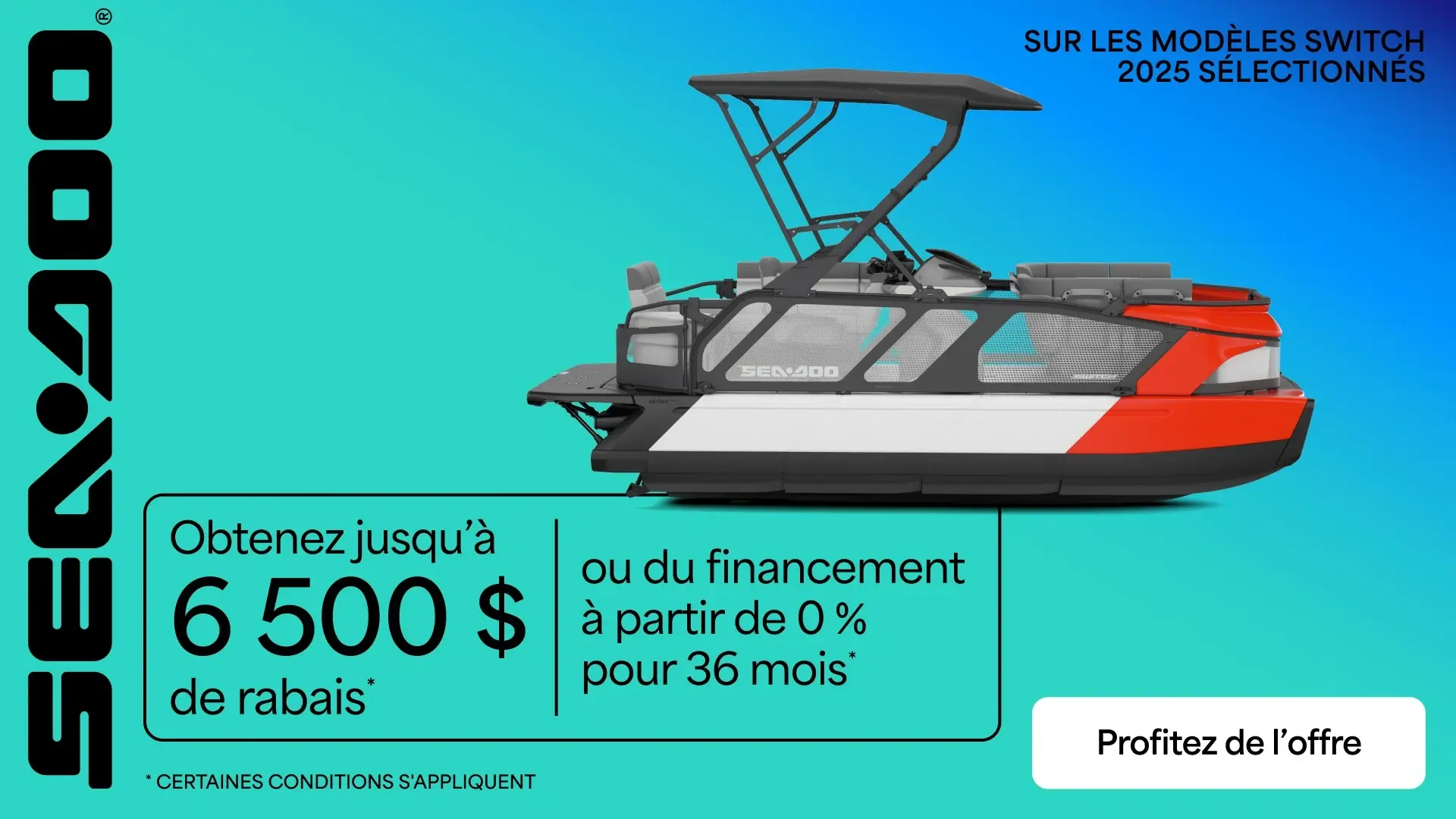 Obtenez jusqu’à 6 500$ de rabais ou du financement à partir de 0% pour 36 mois sur les modèles Switch 2025 sélectionnés