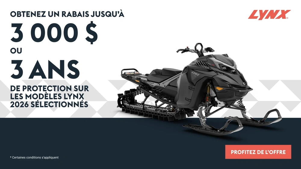 Obtenez jusqu’à 3 000 $ de rabais ou 3 ans de protection sur les modèles Lynx 2026 sélectionnés (DS) alt