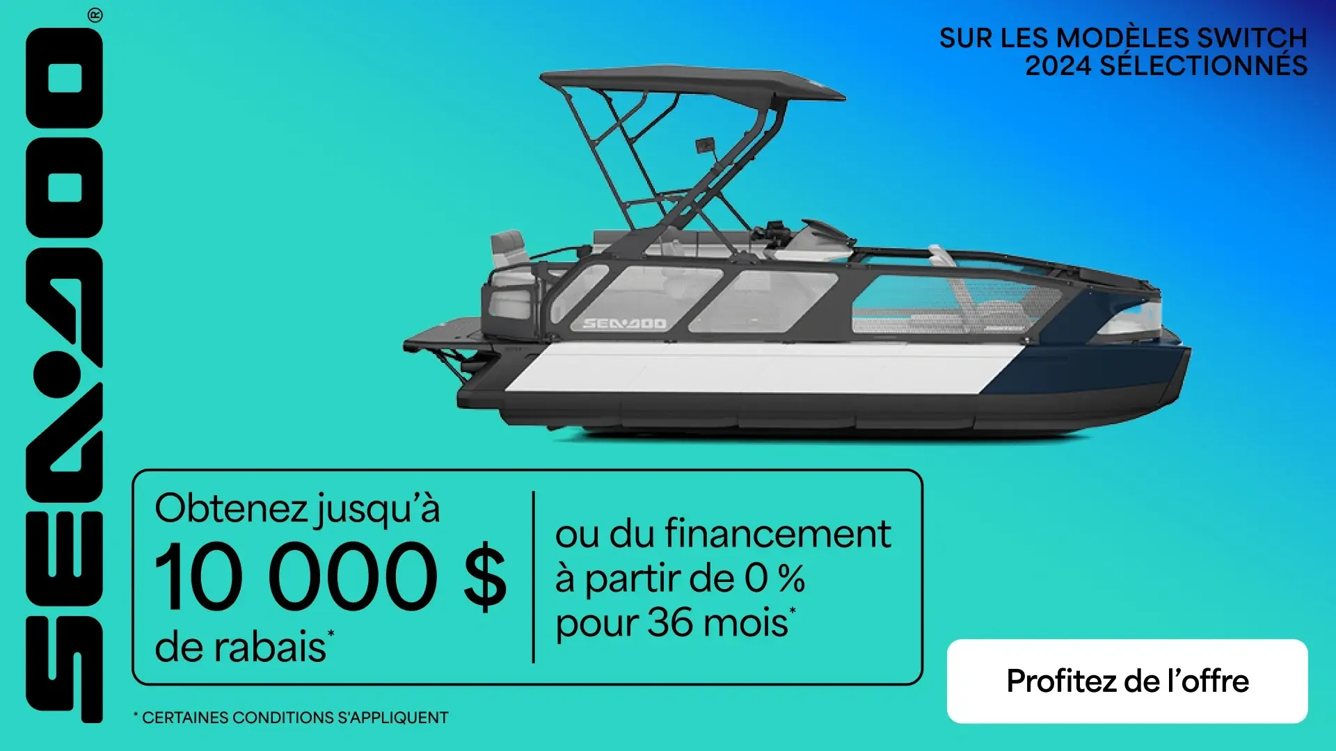Obtenez jusqu’à 10 000$ de rabais ou du financement à partir de 0% pour 36 mois sur les modèles Switch 2024 sélectionnés