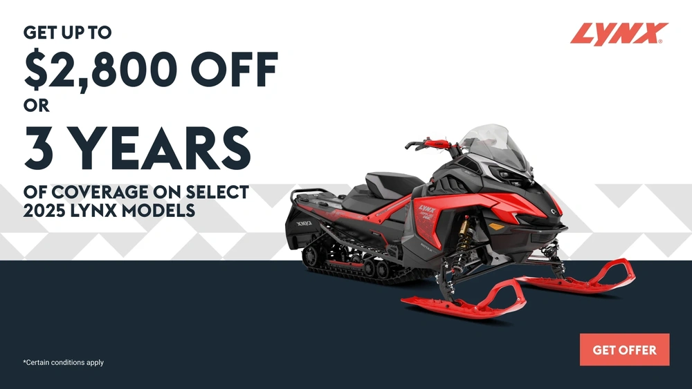 Get up to a $2,800 rebate or 3 years of coverage on select 2025 Lynx models (Trail) alt
