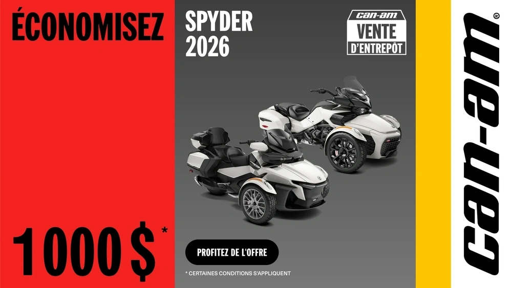 Économisez 1 000 $ les modèles Spyder 2026 alt