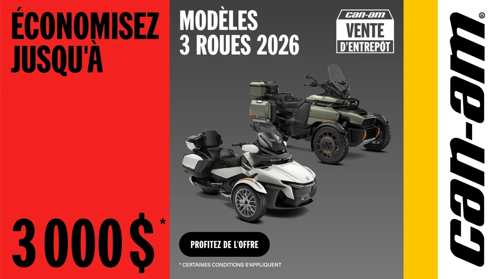 Obtenez jusqu'à 3 000 $ de rabais sur les modèles Can-Am V3R 2026 sélectionnés alt