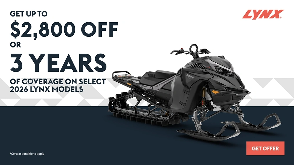 Get up to a $2,800 rebate or 3 years of coverage on select 2026 Lynx models (DS) alt