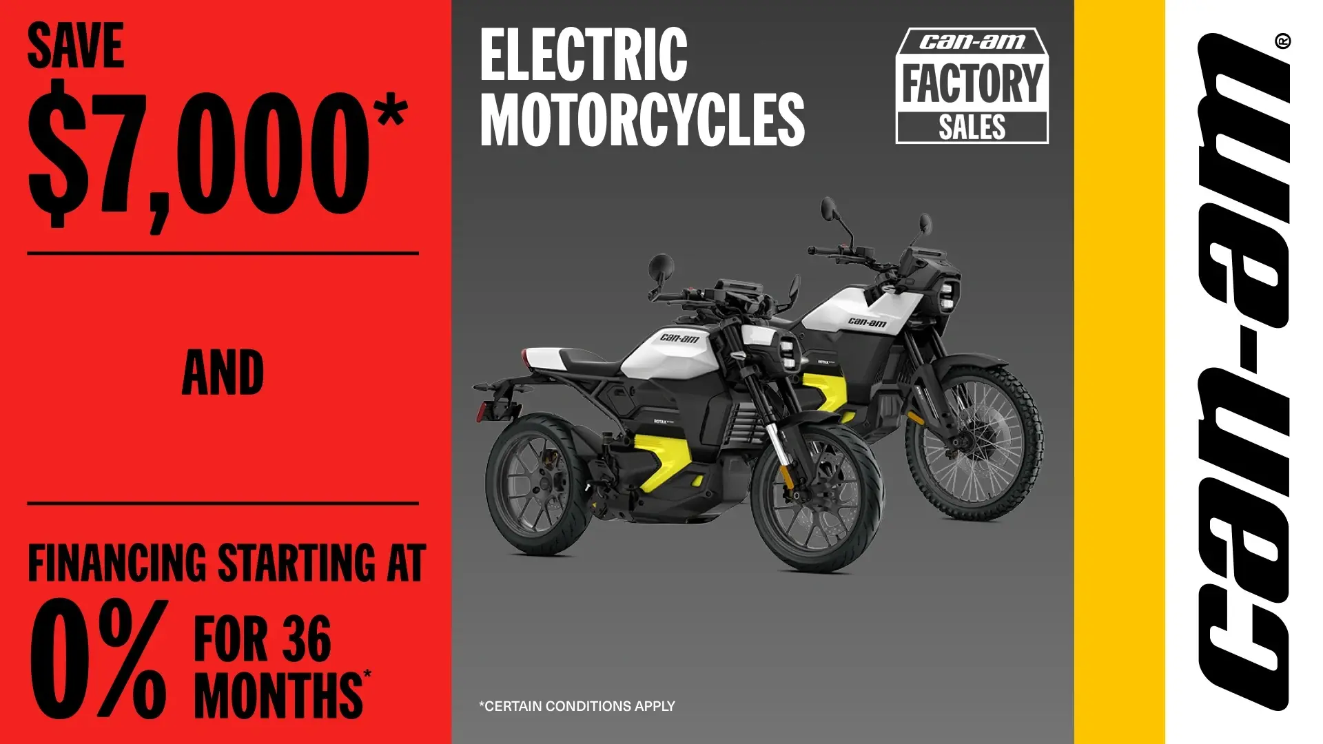 Save $7,000 and financing starting at 0% for 36 months on all MY25 electric motorcycles