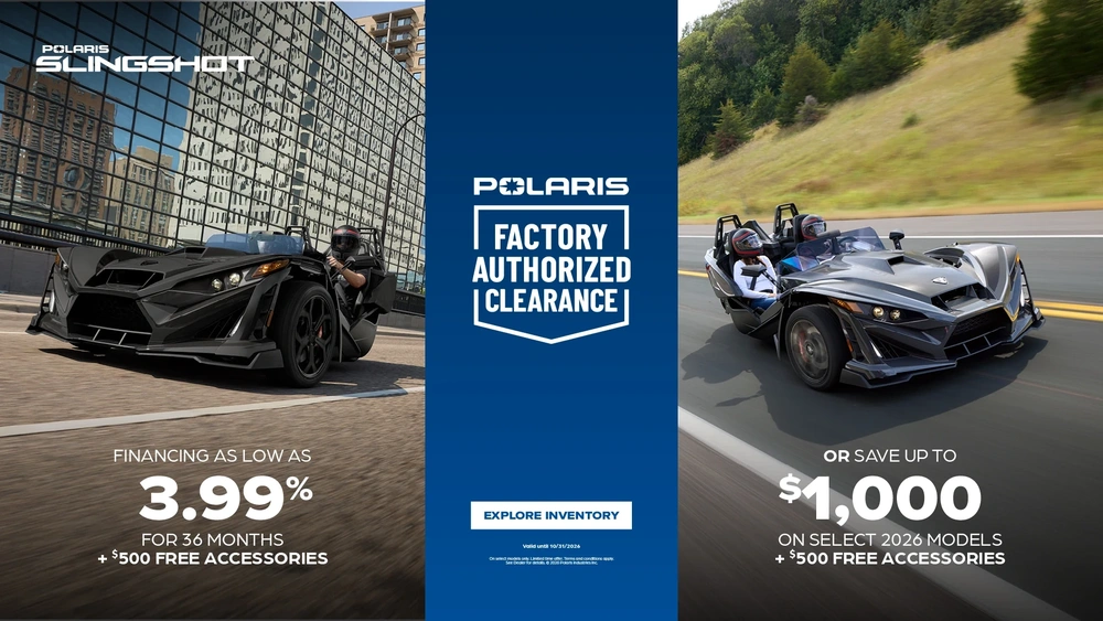 $1,000 Customer Cash or Financing Offer for Select 2026 Slingshot Models