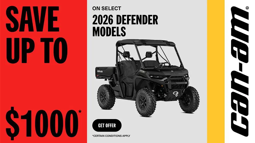 Save up to $1,000 on select 2026 Defender models