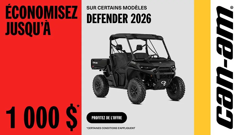 Économisez jusqu'à 1000$ sur certains modèles Defender 2026