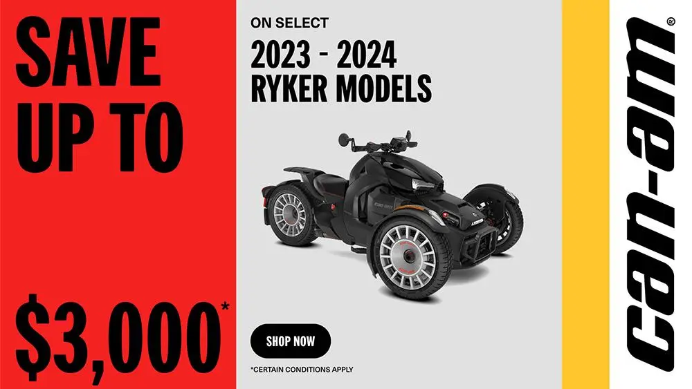 Save up to $3,000 on select 2023-2024 Ryker models
