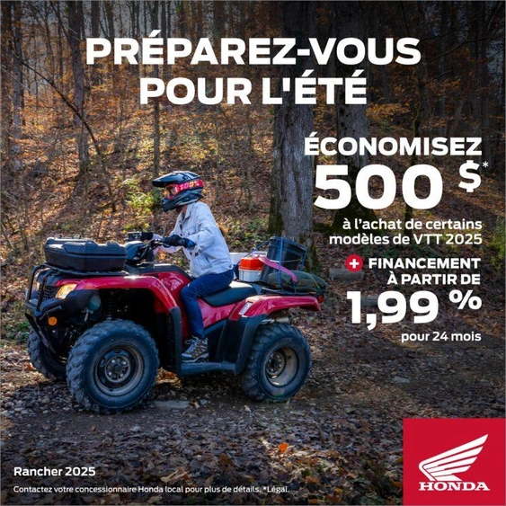 Financement Honda – Préparez-vous pour l’été avec nos VTT Honda Rancher, Foreman et Rubicon à Drummondville alt