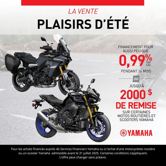 Offres spéciales sur les motos Yamaha – PLAISIRS D’ÉTÉ alt