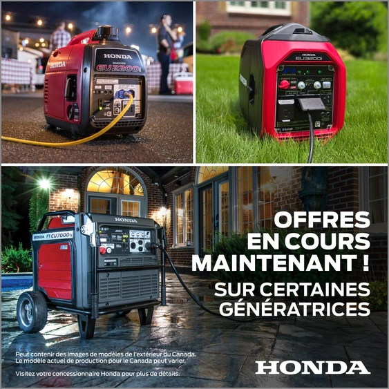 OFFRES EN COURS MAINTENANT – Économisez jusqu’à 500 $ sur nos génératrices Honda chez Moto Sport 100 Limites à Drummondville alt