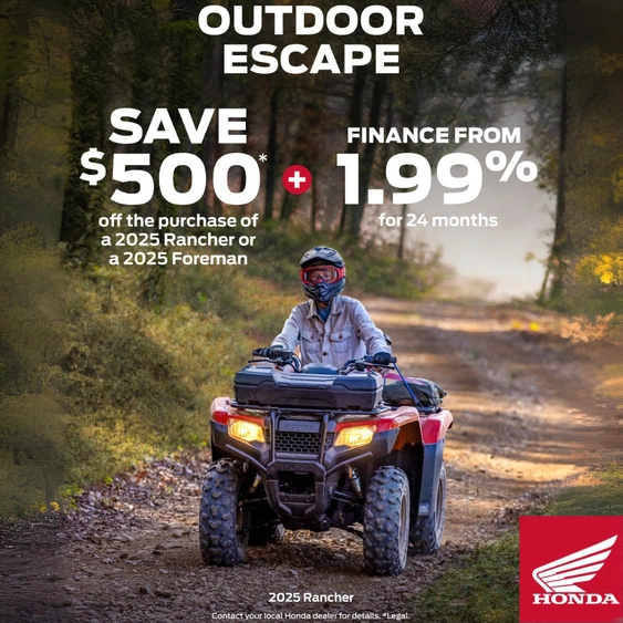 Honda Financing – Get Ready for an outdoor escape with Our Honda Rancher, Foreman, and Rubicon ATVs in Drummondville alt
