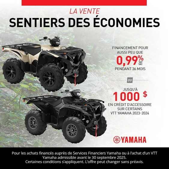 Offres exceptionnelles sur les VTT Yamaha – SENTIER DES ÉCONOMIES alt