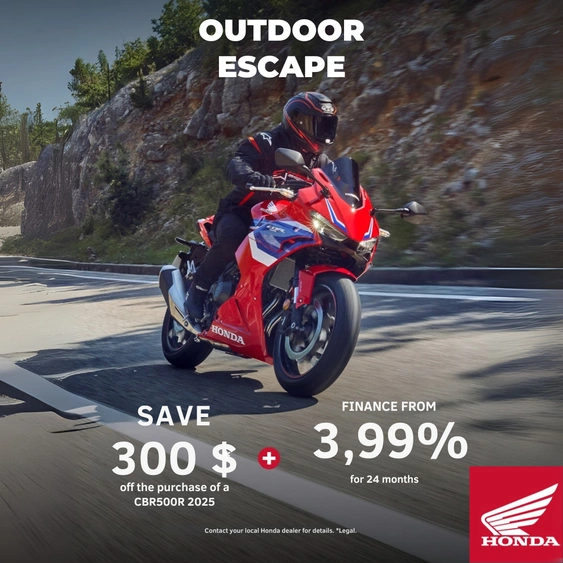 Honda Finance – Outdoor escape on our 2025 Honda Motorcycles alt