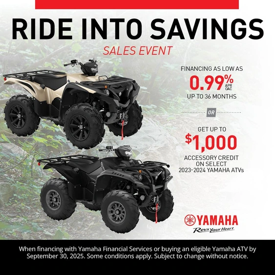 Exceptional offers on Yamaha ATVs – RIDE INTO SAVINGS alt
