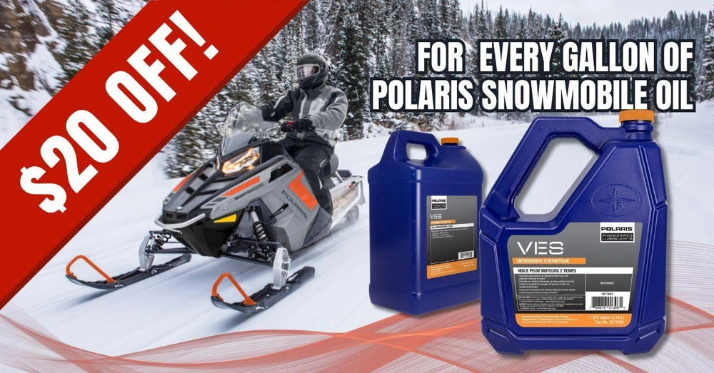 Save $20 on Genuine Polaris Snowmobile Oil alt