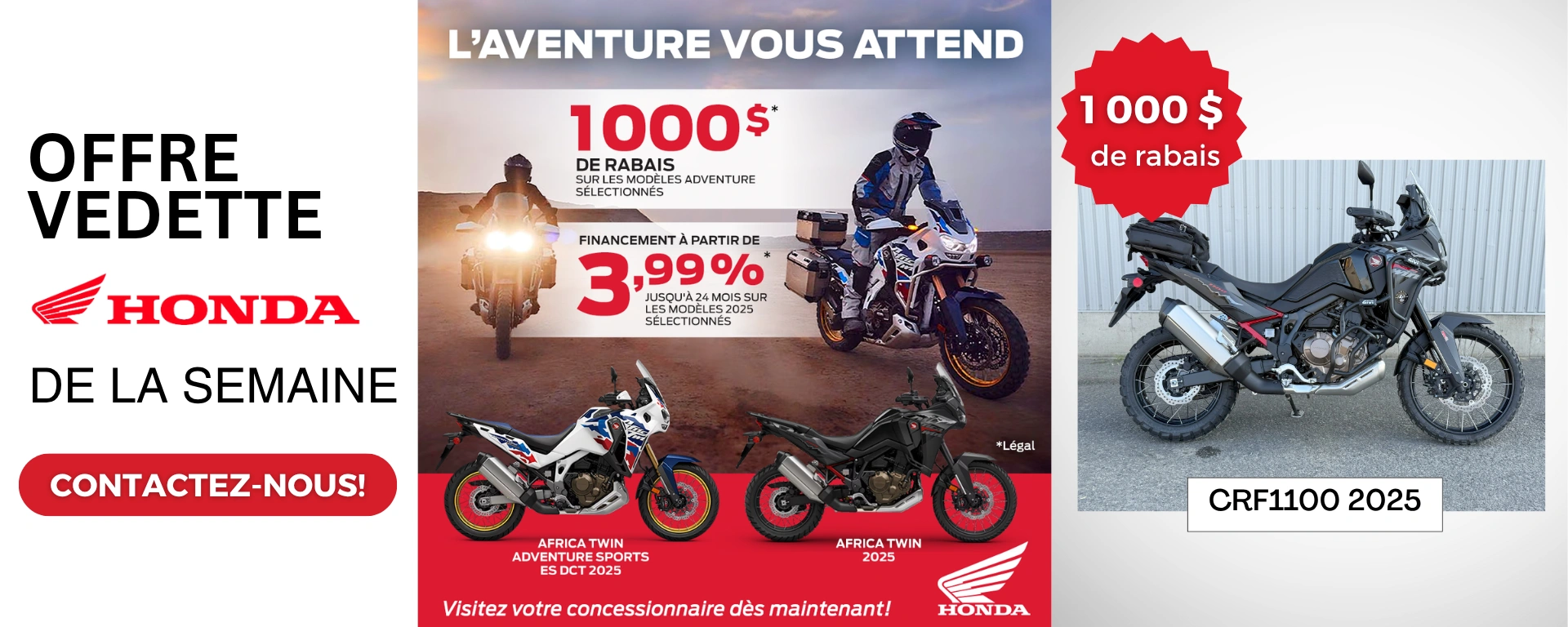 1000$ de rabais sur la Africa Twin chez RM Motosport! alt
