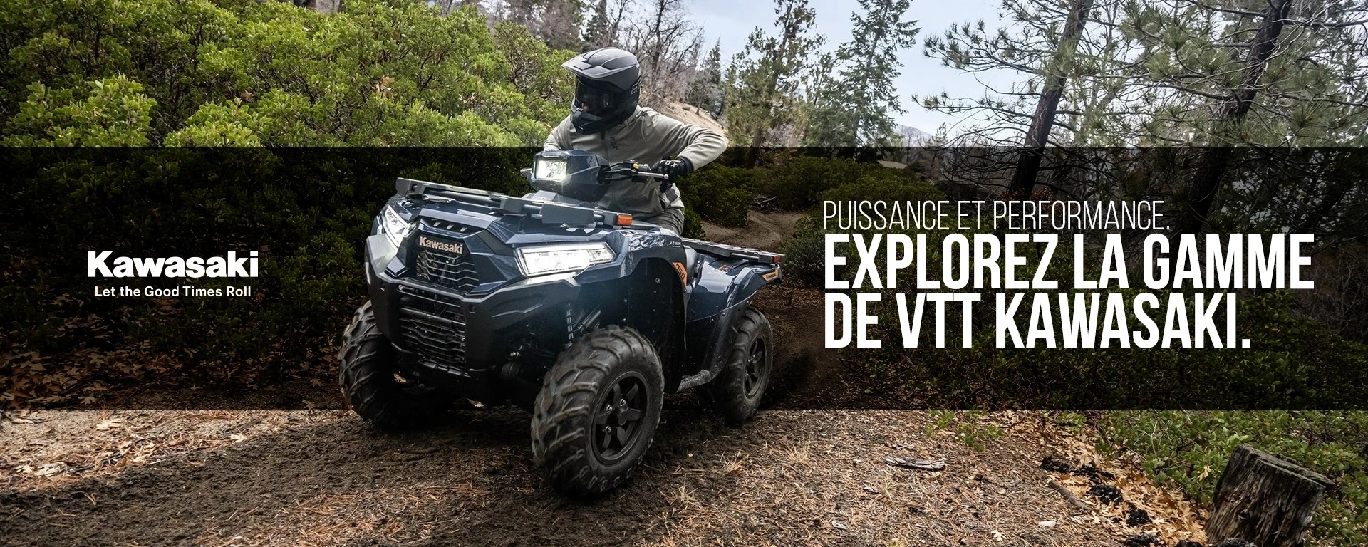 Puissance et performance. Explorez la gamme de VTT Kawasaki. alt