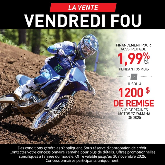 La vente Vendredi fou sur les Motocross Yamaha alt