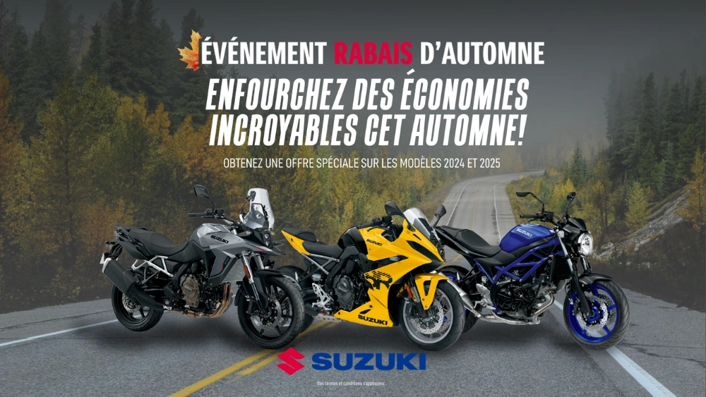 Rabais d’automne sur les motos Suzuki 2024 et 2025 | RM Motosport alt
