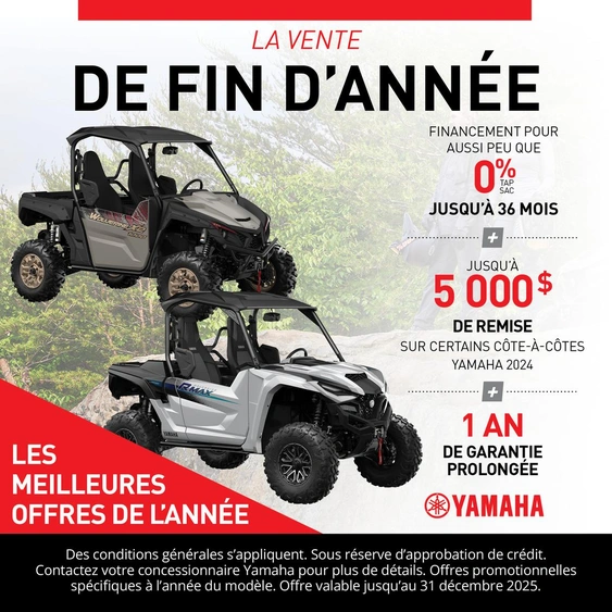 La vente de fin d'Année sur les Côtes-à-Côtes Yamaha alt