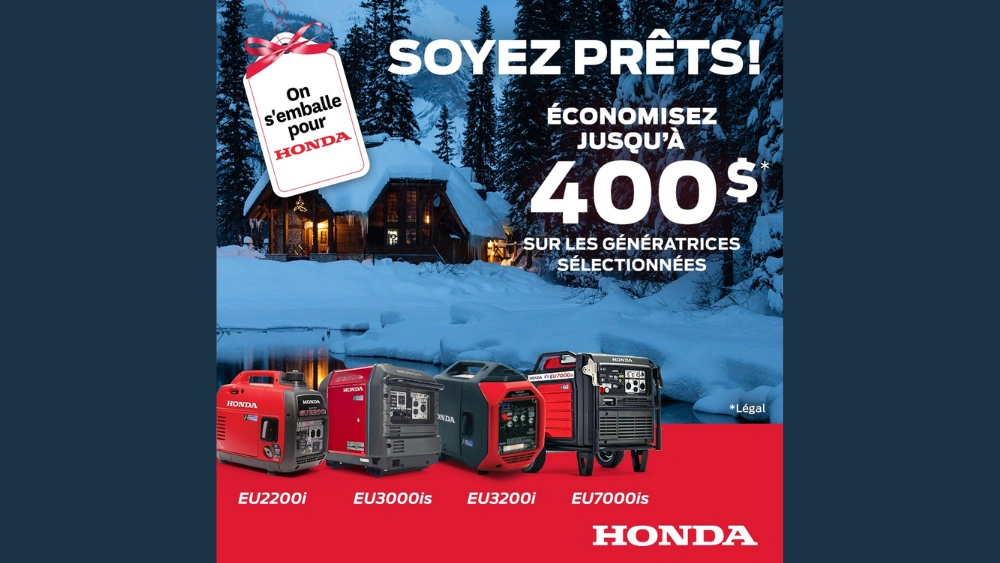Promotion génératrices Honda – Jusqu’à 400 $ de rabais chez RM Motosport à Victoriaville! alt
