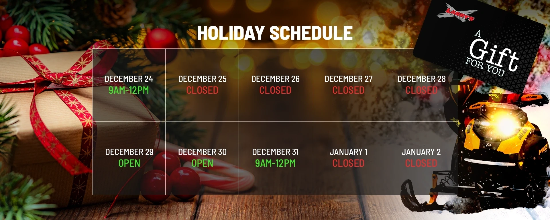 Holidays schedule alt