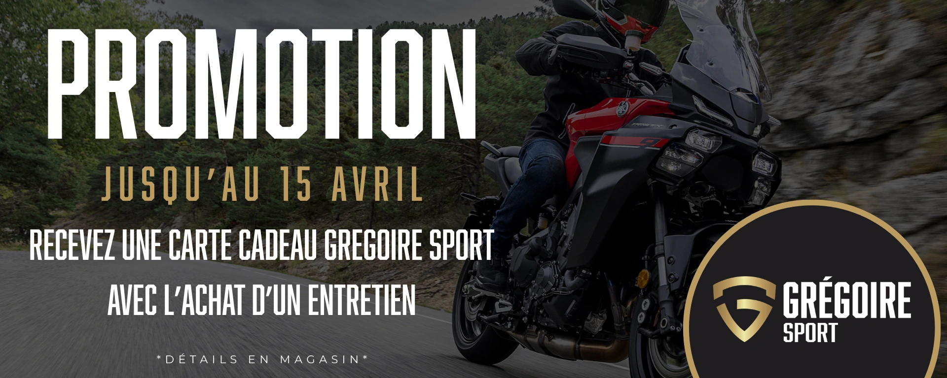 Pour une durée limitée, obtenez une carte cadeau Grégoire Sport à l’achat d’un entretien. alt