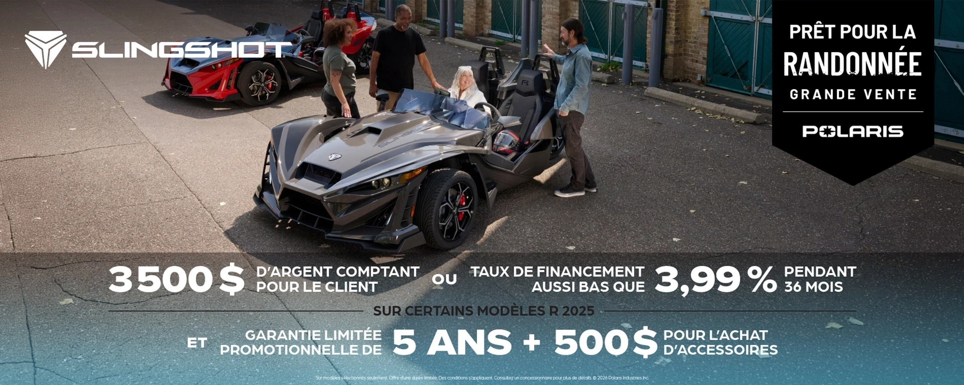 3 500 $ de remise ou offre de financement pour les modèles Slingshot R alt