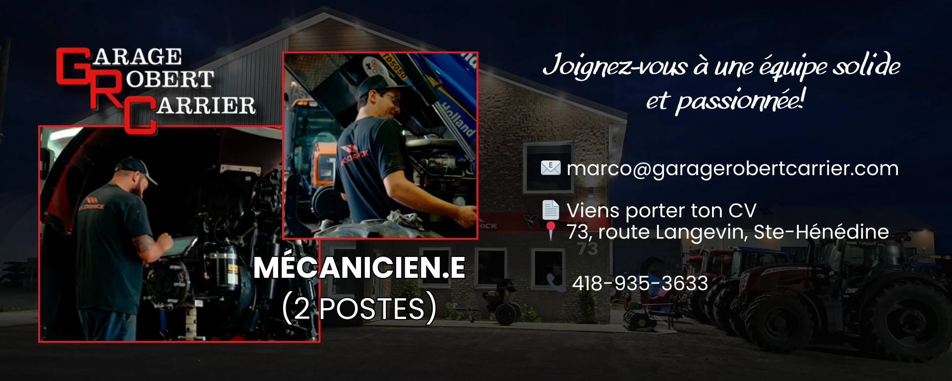 POSTE MÉCANICIEN À COMBLER alt