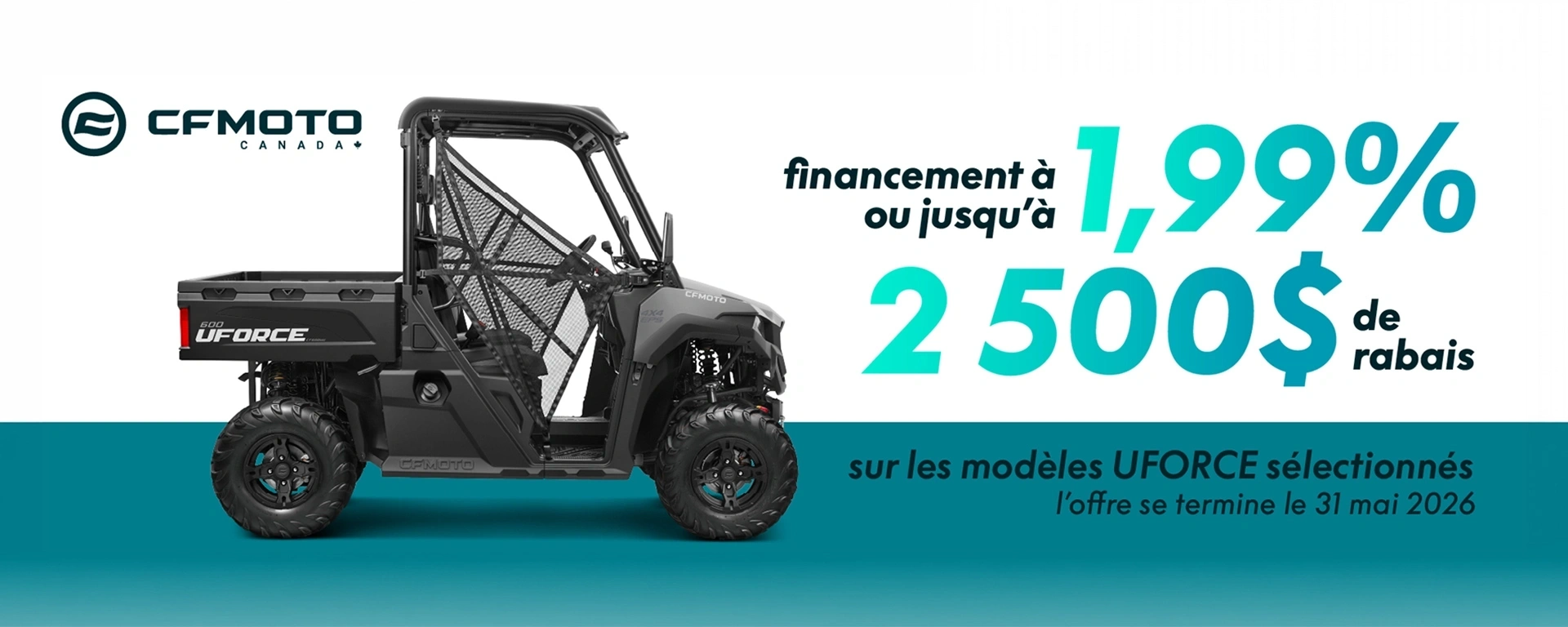 CFMOTO - UFORCE - Financement à 1,99% ou Jusqu'à 2 500 $ de rabais alt