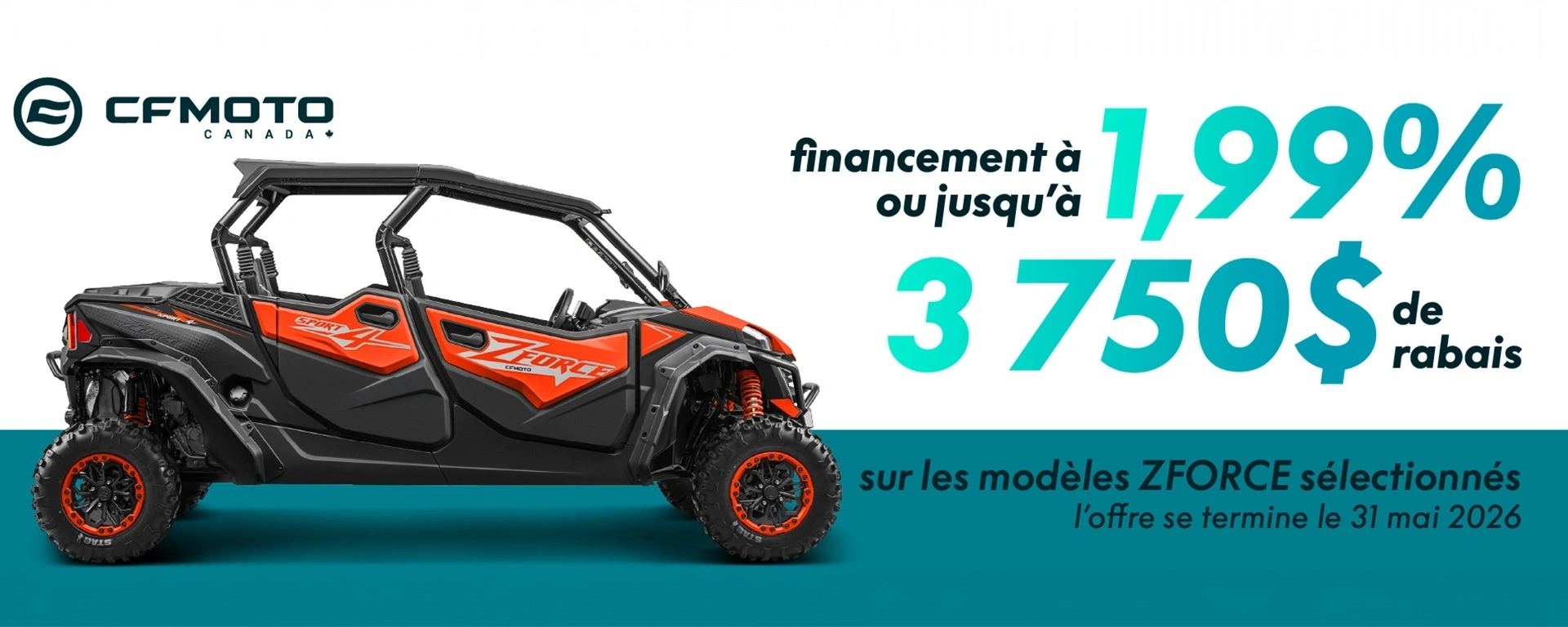 CFMOTO - ZFORCE - Financement à 1,99% ou Jusqu'à 3 750 $ de rabais alt