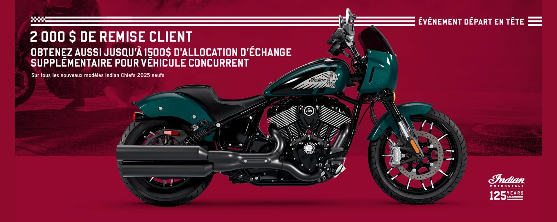 Offre promotionnelle : bénéficiez d'une remise pouvant aller jusqu'à 2 000 $ sur certains modèles Chief 2025 alt