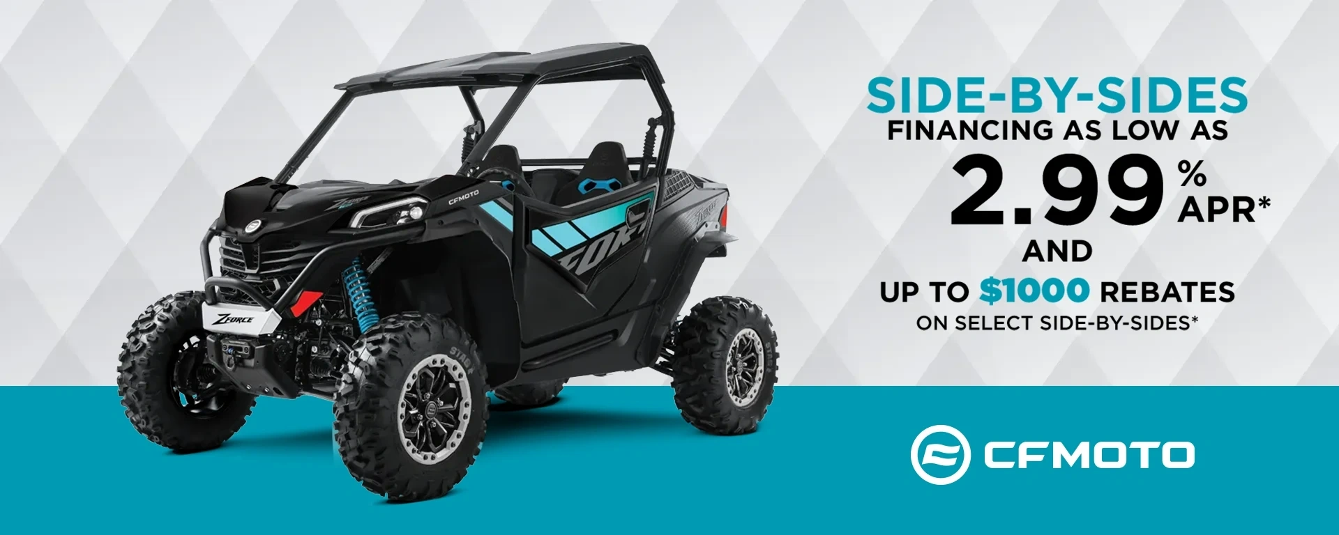 Financing as low as 2.99 % APR* and up to $1000 rebates on select Side-by-Sides* alt