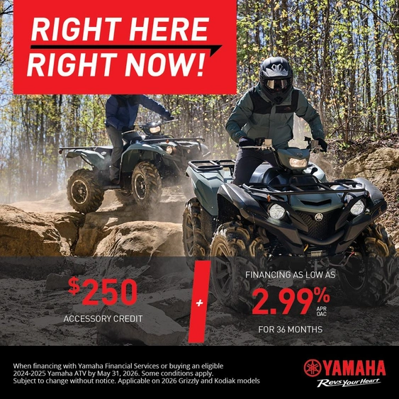 Right here, right now on on 2026 Yamaha ATVs alt