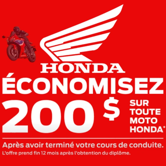 Économiser 200 $ à l’achat d’une motocyclette Honda alt