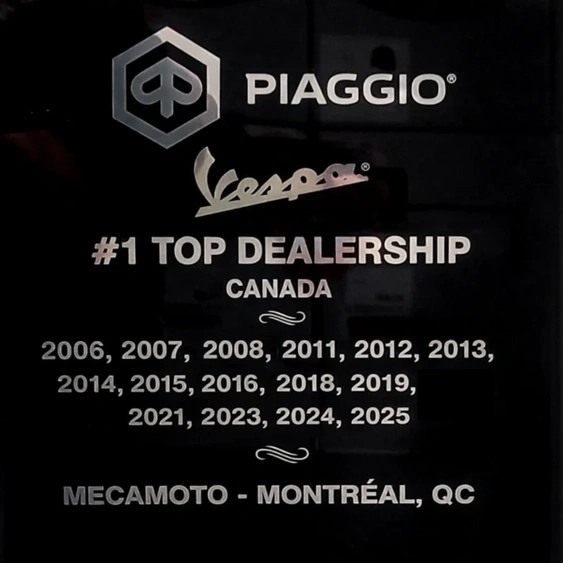Mecamoto Vespa Montréal 15 fois meilleur vendeur Vespa au Canada alt