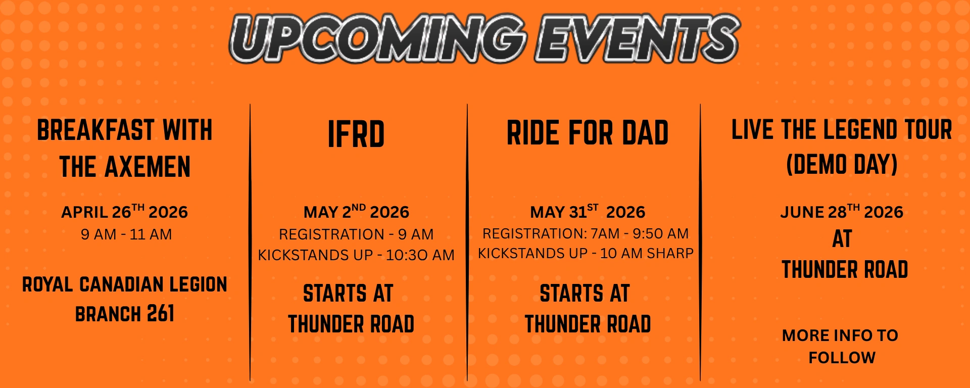 LIST OF UPCOMING EVENTS alt