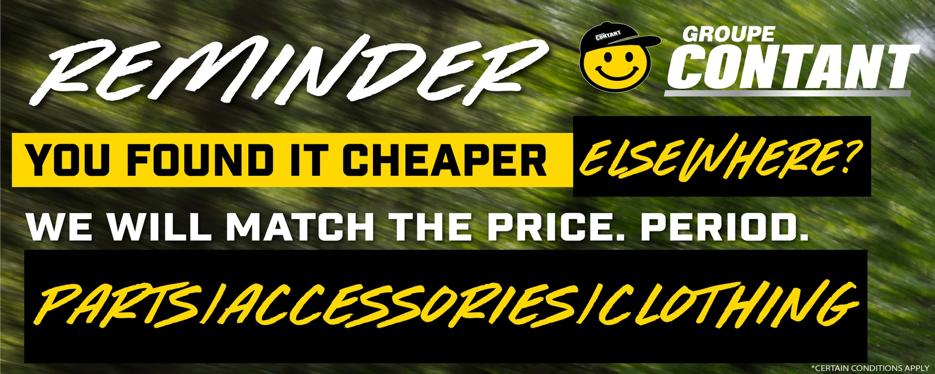 We match prices — parts, accessories, and apparel. alt