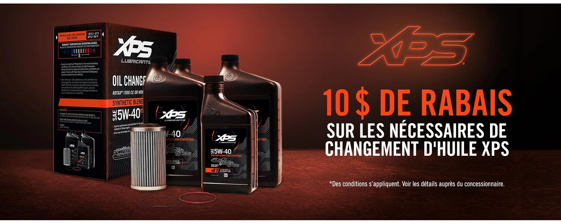 XPS - 10$ de rabais sur les nécessaires à changement d'huile XPS. L'offre prend fin le 31 mai 2026. alt