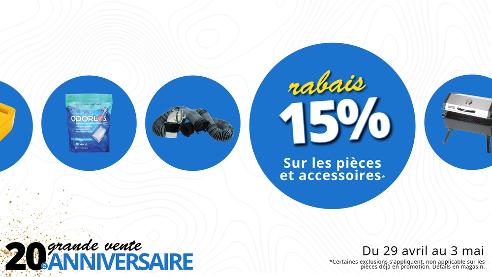 15% sur les pièces et accessoires - spécial 20 ans alt