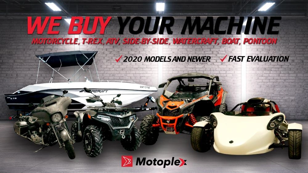 We buy your machine: Motorcycle, T-Rex, ATV, Side-by-Side, Personal Watercraft, Boat, Pontoon alt