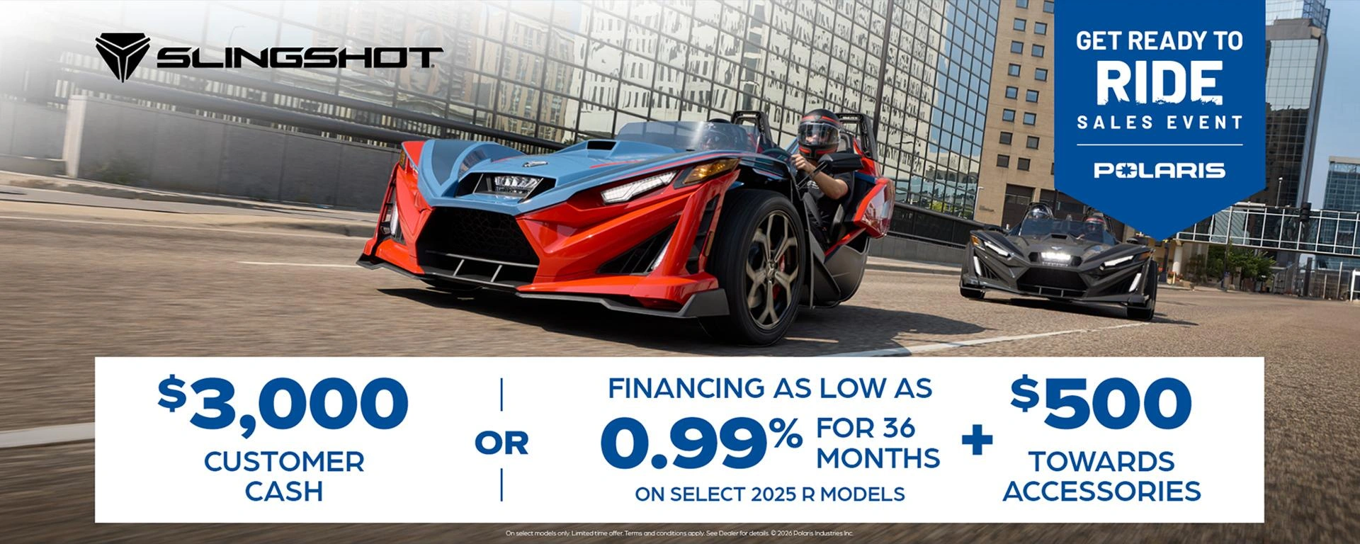 $3,000 Customer Cash or Financing offer for Slingshot R Models alt
