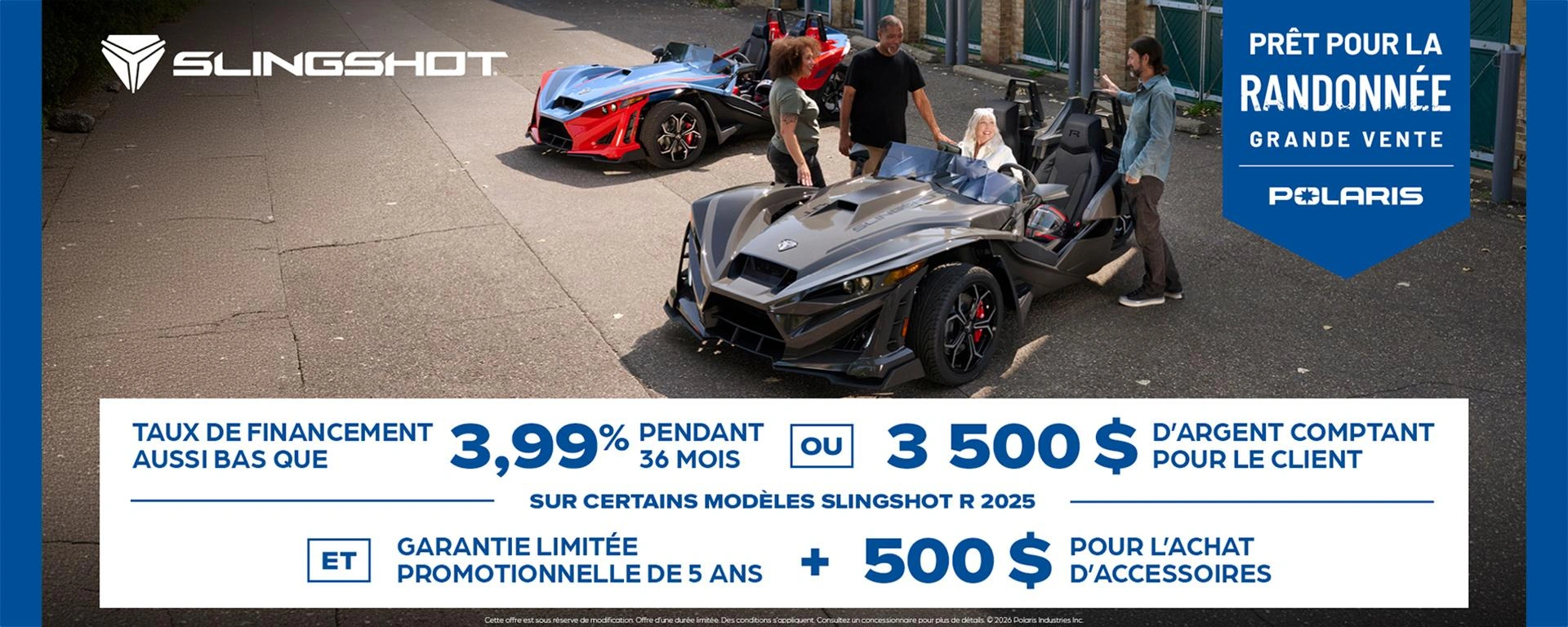 3 500 $ de remise ou offre de financement pour les modèles Slingshot R alt