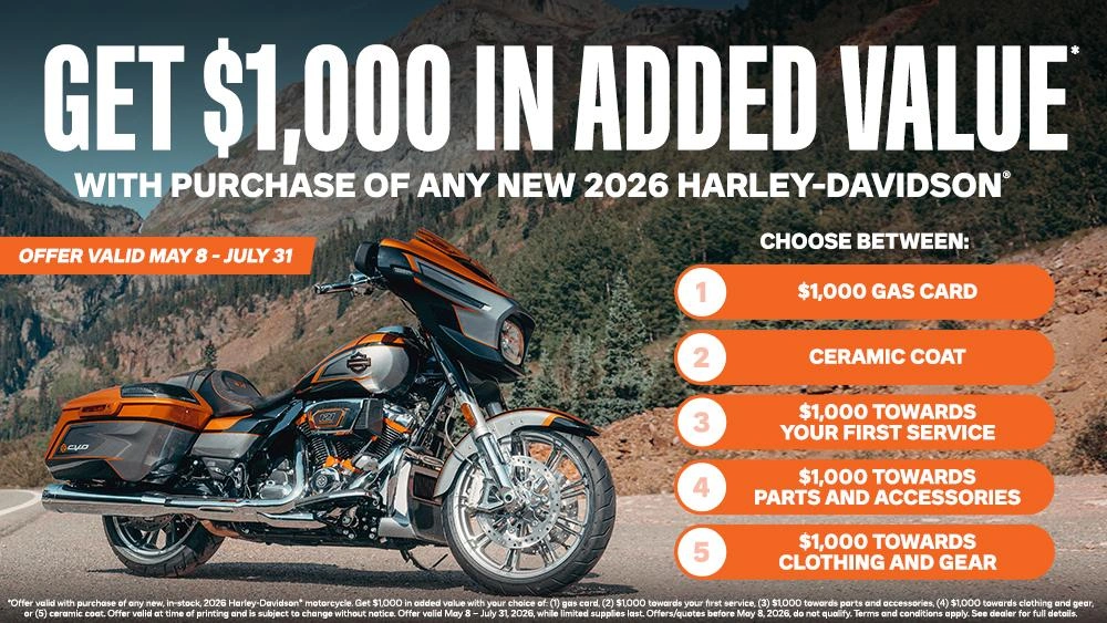 2026 Harley-Davidson®: $1,000 in Added Value alt