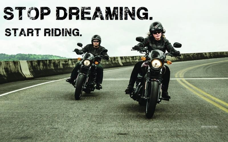 One Womans Dream to own a Harley. alt